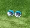Глаза для игрушек - бегающие 15мм с ресницами синие