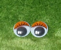 Глаза для игрушек - бегающие 15мм с ресницами оранжевые