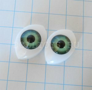 Глаза для фарфоровых кукол - 15*21мм (Зеленые)