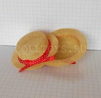Шляпка для кукол - 9х12см ( красная лента)