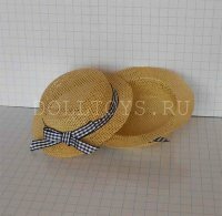 Шляпка для кукол - 9х12см (черно-белая лента)
