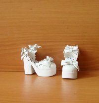 Туфли открытые для кукол BJD 20 белые (1/3) 7,5см